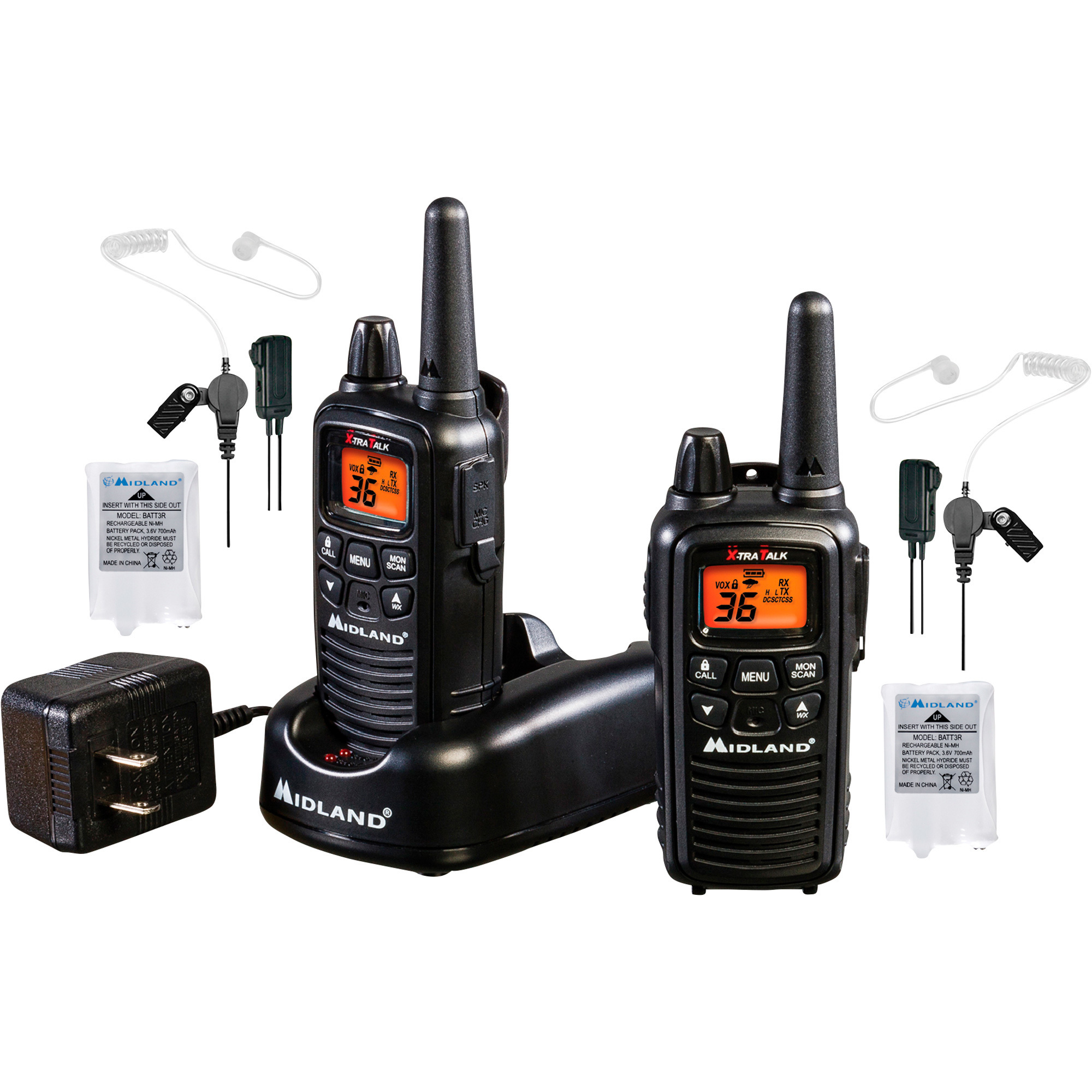 Midland GMRS/FRS Handheld Business Radios, Pair, 30-Mile Range, Water-Resistant, Model# LXT600BB